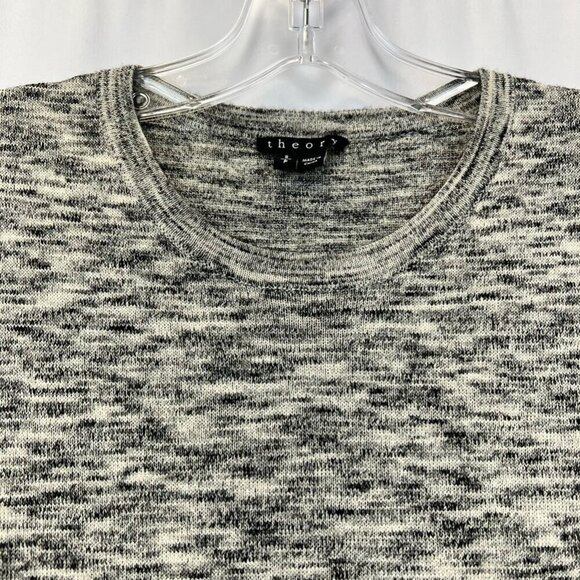 Theory Womens A Line Dress Black Marled Jewel Neck Short Sleeve Wool Blend S - Picture 8 of 10